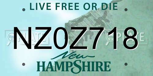 NZ0Z718 New Hampshire License Plate