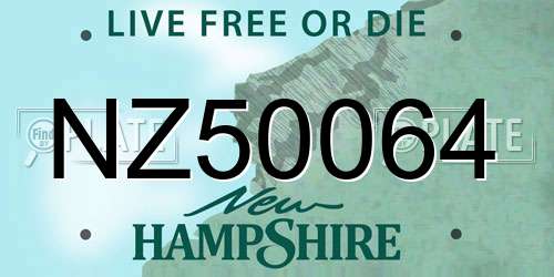 NZ50064 New Hampshire License Plate