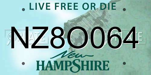 NZ8O064 New Hampshire License Plate