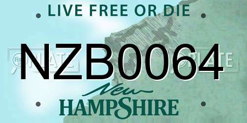 NZB0064 New Hampshire License Plate