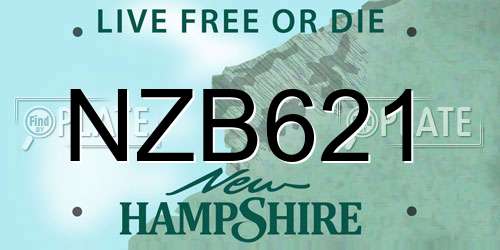 NZB621 New Hampshire License Plate