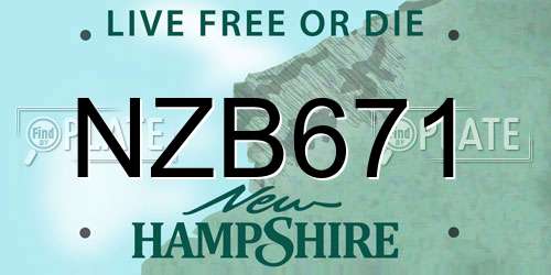 NZB671 New Hampshire License Plate