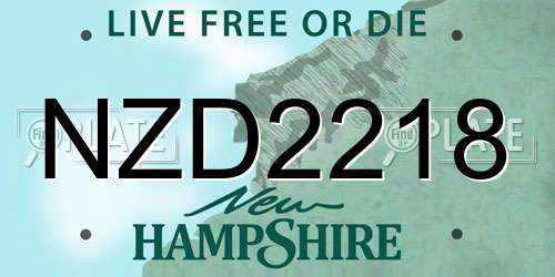 NZD2218 New Hampshire License Plate