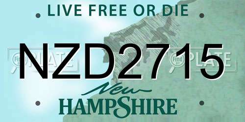 NZD2715 New Hampshire License Plate