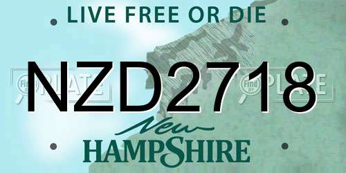 NZD2718 New Hampshire License Plate