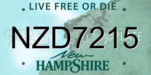 NZD7215 New Hampshire License Plate