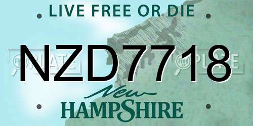 NZD7718 New Hampshire License Plate