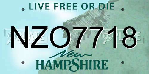NZO7718 New Hampshire License Plate