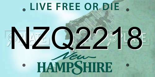 NZQ2218 New Hampshire License Plate