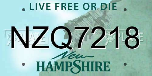NZQ7218 New Hampshire License Plate