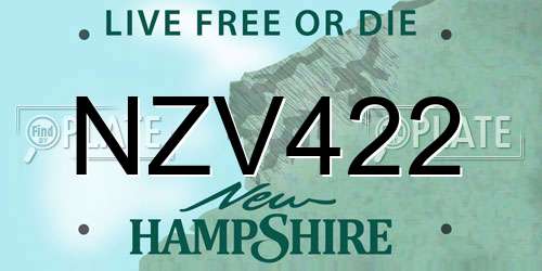 NZV422 New Hampshire License Plate
