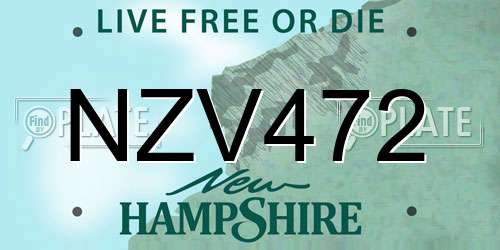NZV472 New Hampshire License Plate