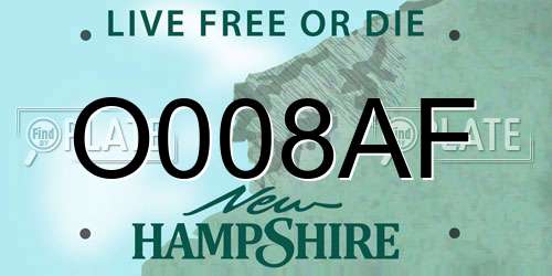O008AF New Hampshire License Plate