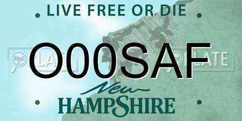 O00SAF New Hampshire License Plate