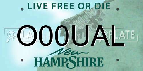 O00UAL New Hampshire License Plate