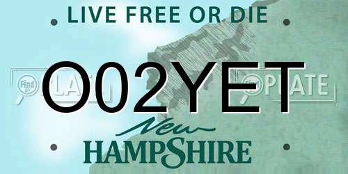 O02YET New Hampshire License Plate