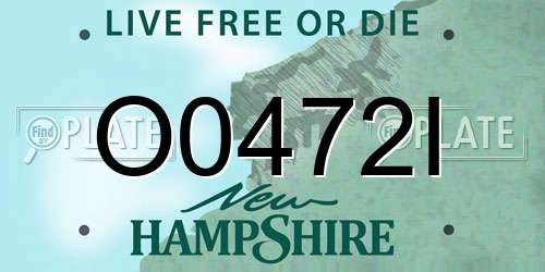 O0472I New Hampshire License Plate