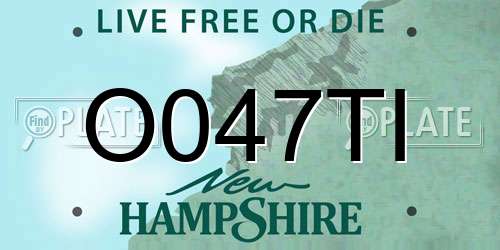 O047TI New Hampshire License Plate