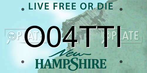 O04TTI New Hampshire License Plate