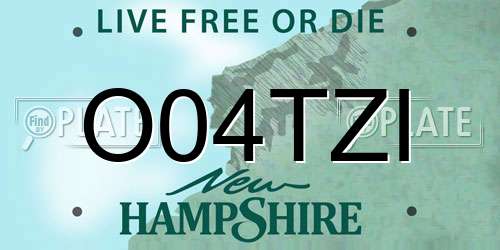 O04TZI New Hampshire License Plate