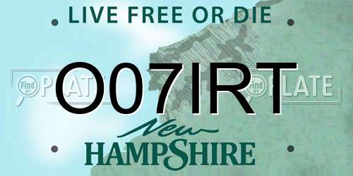 O07IRT New Hampshire License Plate