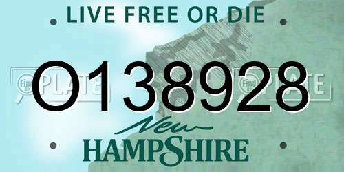 O138928 New Hampshire License Plate