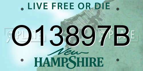 O13897B New Hampshire License Plate
