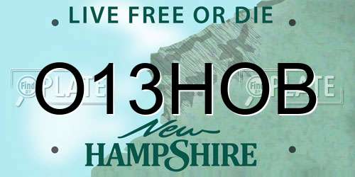 O13HOB New Hampshire License Plate