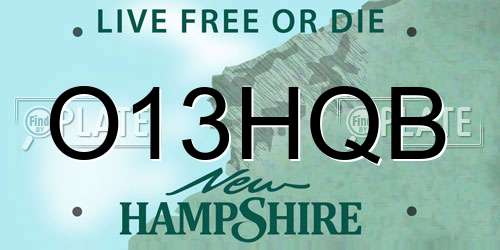 O13HQB New Hampshire License Plate