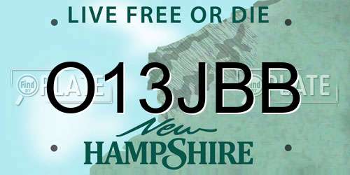 O13JBB New Hampshire License Plate