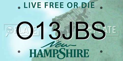 O13JBS New Hampshire License Plate