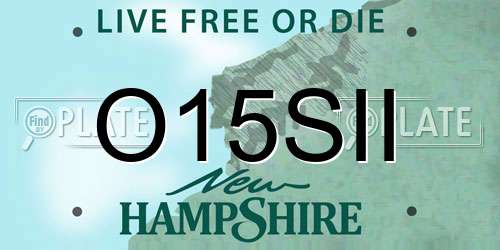 O15SII New Hampshire License Plate