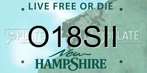 O18SII New Hampshire License Plate