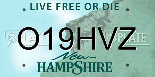 O19HVZ New Hampshire License Plate