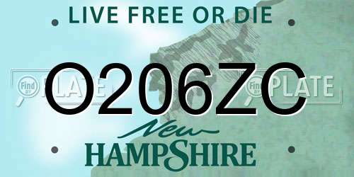 O206ZC New Hampshire License Plate