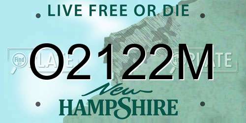 O2122M New Hampshire License Plate