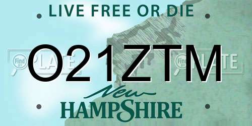 O21ZTM New Hampshire License Plate
