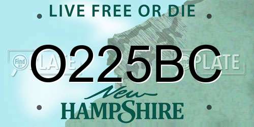 O225BC New Hampshire License Plate