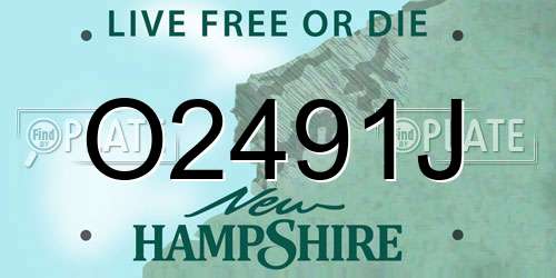 O2491J New Hampshire License Plate