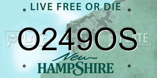 O249OS New Hampshire License Plate