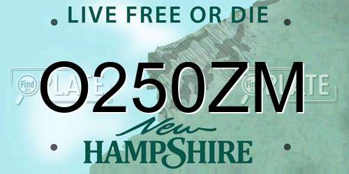 O250ZM New Hampshire License Plate