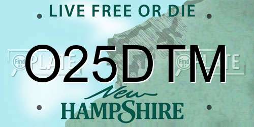 O25DTM New Hampshire License Plate