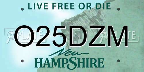 O25DZM New Hampshire License Plate