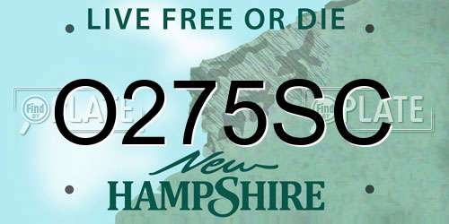 O275SC New Hampshire License Plate