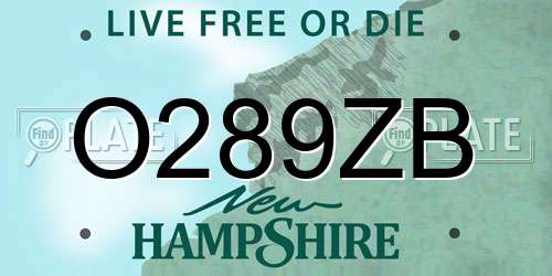 O289ZB New Hampshire License Plate