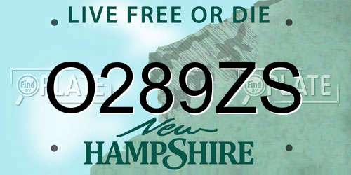 O289ZS New Hampshire License Plate