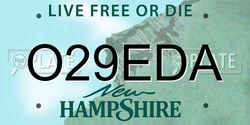 O29EDA New Hampshire License Plate
