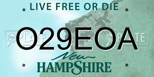 O29EOA New Hampshire License Plate