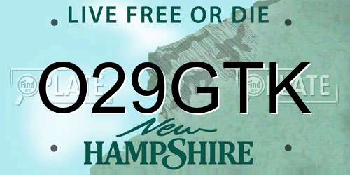 O29GTK New Hampshire License Plate