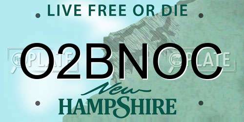 O2BNOC New Hampshire License Plate